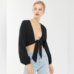 Urban outfitters Carly Tie-Front Cropped Top